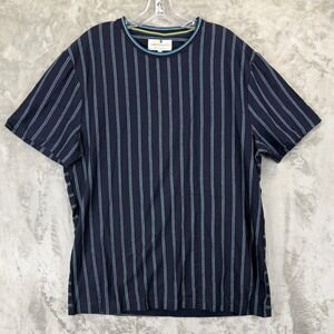 Larsson & Co Mens Navy Blue Striped Short Sleeve Crew Neck T-Shirt Large TS493LC